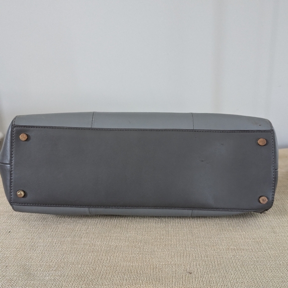 Antonio Melani Two Tone Grey Leather/Faux Leather Tablet (or Small Laptop) Bag - Picture 6 of 16